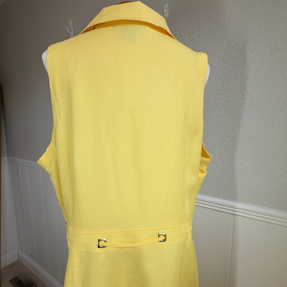 Ashley Stewart Womens Wrap Dress 22W Yellow Linen Blend Sleeveless Midi Sundress - Picture 7 of 16